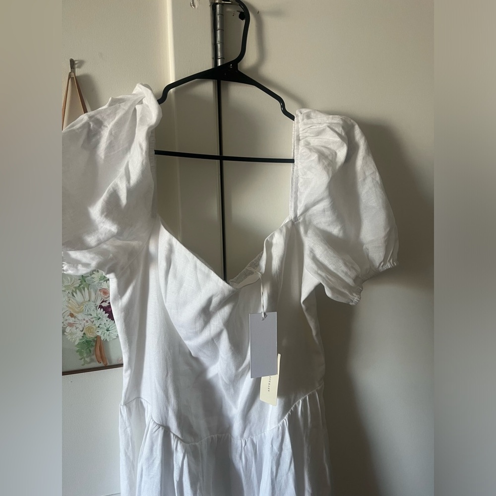 Reformation Davila Linen Midi Dress - White - NWT - Size 12 - Picture 7 of 8